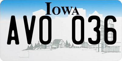 IA license plate AVO036