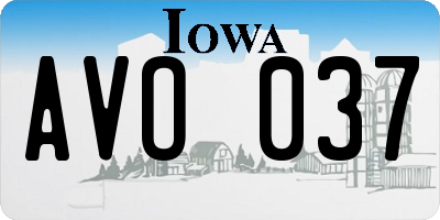 IA license plate AVO037