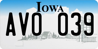 IA license plate AVO039