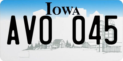 IA license plate AVO045