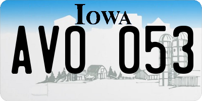 IA license plate AVO053