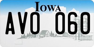 IA license plate AVO060