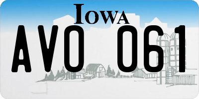 IA license plate AVO061