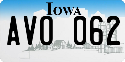 IA license plate AVO062