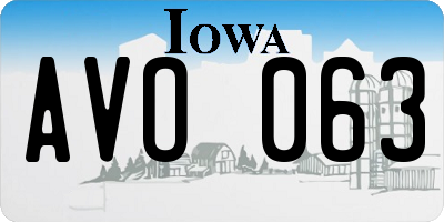 IA license plate AVO063