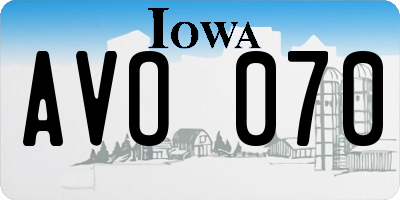 IA license plate AVO070
