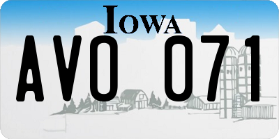 IA license plate AVO071
