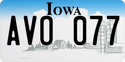 IA license plate AVO077
