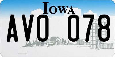 IA license plate AVO078