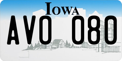 IA license plate AVO080