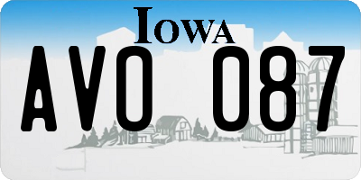 IA license plate AVO087