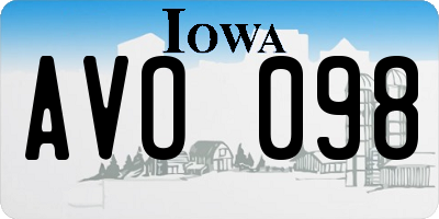 IA license plate AVO098