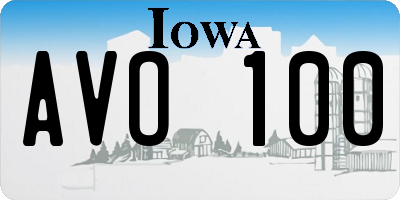 IA license plate AVO100