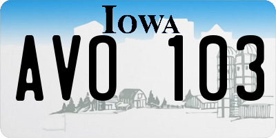 IA license plate AVO103