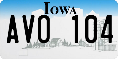 IA license plate AVO104