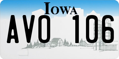 IA license plate AVO106