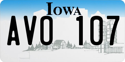 IA license plate AVO107