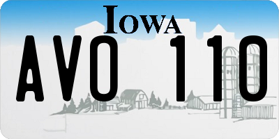 IA license plate AVO110