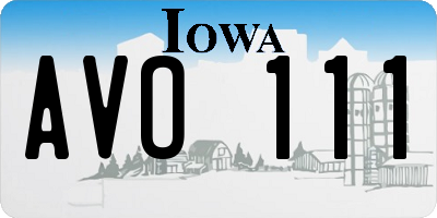 IA license plate AVO111