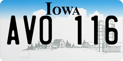IA license plate AVO116
