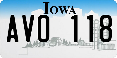 IA license plate AVO118