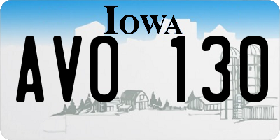 IA license plate AVO130