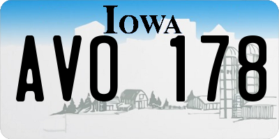 IA license plate AVO178