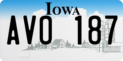 IA license plate AVO187