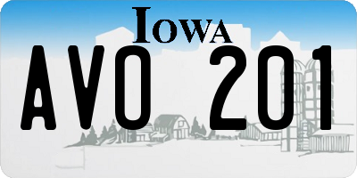 IA license plate AVO201