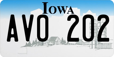 IA license plate AVO202