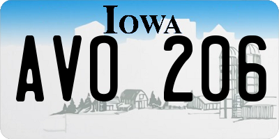 IA license plate AVO206