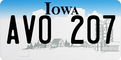IA license plate AVO207