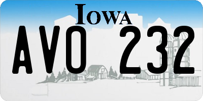 IA license plate AVO232
