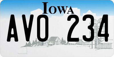 IA license plate AVO234