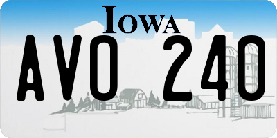IA license plate AVO240
