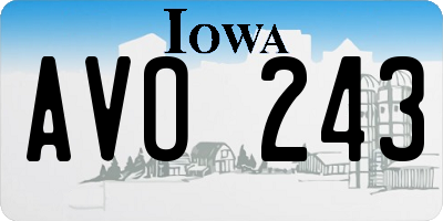 IA license plate AVO243