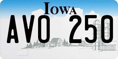 IA license plate AVO250
