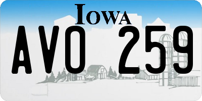 IA license plate AVO259