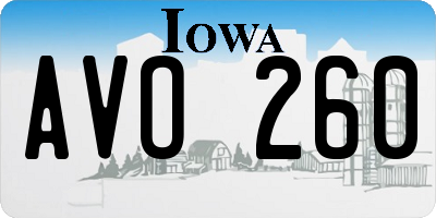 IA license plate AVO260