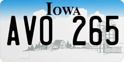 IA license plate AVO265