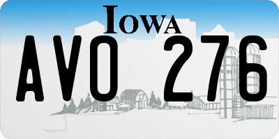 IA license plate AVO276