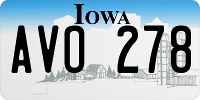 IA license plate AVO278