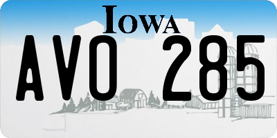 IA license plate AVO285