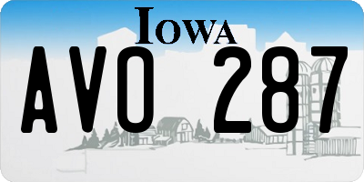 IA license plate AVO287