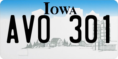 IA license plate AVO301