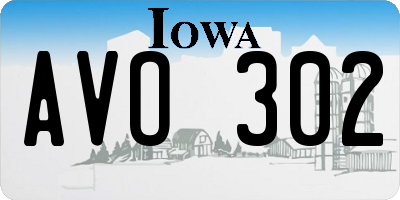 IA license plate AVO302