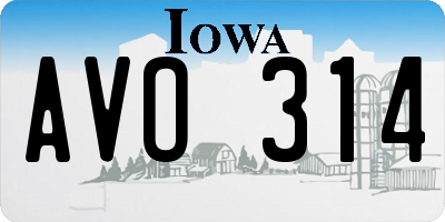 IA license plate AVO314
