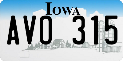 IA license plate AVO315