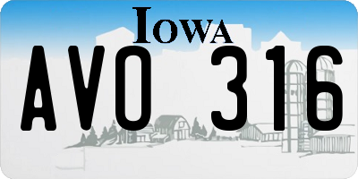 IA license plate AVO316