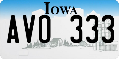 IA license plate AVO333
